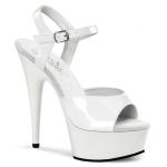 Sale DELIGHT-609 Pleaser High-Heels Plateausandaletten weiß Lack Lederinnensohle 37
