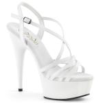 Sale DELIGHT-613 Pleaser High-Heels Plateausandaletten weiß Lack gekreuzte Riemchen 43