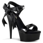 Sale DELIGHT-615 Pleaser High-Heels Plateausandaletten schwarz Lack mit Satinschleife 39