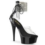 Sale DELIGHT-624RS Pleaser high heels platform ankel cuff sandals rhinestones clear black 37