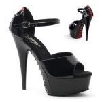 Sale DELIGHT-660FH Pleaser High-Heels Sandaletten schwarz-rot Lack Korsettschnürung 38
