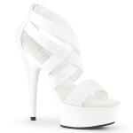 Sale DELIGHT-669 Pleaser High-Heels Sandaletten weiß Lederoptik mit Elastikbändern 39