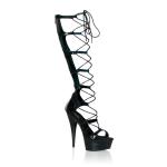 Sale DELIGHT-698 Pleaser High-Heels Plateausandaletten Beinschnüre schwarz Lack 42