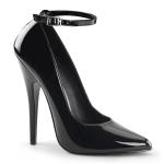 Sale DOMINA-431 Devious Damen High Heels Pumps mit Fesselriemchen schwarz Lack 42