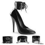 Sale DOMINA-434 Devious High Heels Pumps 4-teilige Fesselriemchen schwarz Lack 42