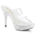 Sale ELEGANT-402 Fabulicious elegant vegan high heels platform slide rhinestones clear 39