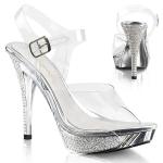 Sale ELEGANT-408 Fabulicious High-Heels Plateausandaletten klar silber Chrom mit Strass 39