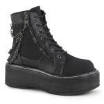 Sale EMILY-114 DemoniaCult platform ankle bootie black canvas vegan leather with chains 36
