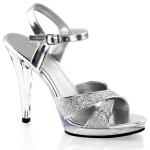 Sale FLAIR-419(G) Fabulicious High-Heels Sandaletten gekreuzte Riemchen silber Glitter 38