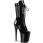 Sale FLAMINGO-1050 Pleaser Damen High Heels Plateaustiefeletten schwarz Lack 40