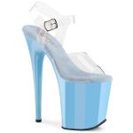 Sale FLAMINGO-808 Pleaser Damen High-Heels Plateausandaletten klar babyblau Größe 37