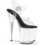Sale FLAMINGO-808 Pleaser high heels platform sandal clear black insole 43