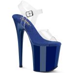 Sale FLAMINGO-808 Pleaser Damen High-Heels Plateausandaletten klar königsblau 41