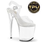 Sale FLAMINGO-808PREM Pleaser Damen High Heels Plateausandaletten klar TPU 39