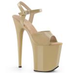 Sale FLAMINGO-809 Pleaser High-Heels Plateau Sandaletten creme Lack Größe 41