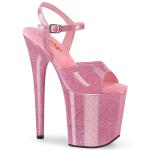 Sale FLAMINGO-809GP Pleaser high heels platform ankle strap sandal baby pink glitter patent 40