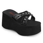 Sale FUNN-29 DemoniaCult Damen Plateaupantoletten Flach Pyramiden Nieten schwarz 39