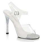 Sale GALA-08MG Fabulicious High-Heels Knöchelriemchen Sandaletten klar mit Miniglitter 36