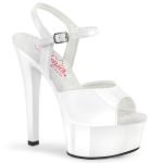 Sale GLEAM-609 Pleaser Damen High Heels Riemchen Plateausandaletten weiss Lack 36