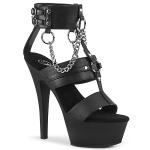 Sale KISS-261 Pleaser vegan high heels platform sandal metal rings chains black matte 41