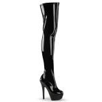 Sale KISS-3000 Pleaser High-Heels Plateauoverknees Stretchstiefel schwarz Lack 39
