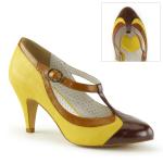 Sale PEACH-03 Pin Up Couture günstiger Damen Riemchen Pumps Multi Color gelb Lederoptik 38
