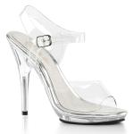 Sale POISE-508 Fabulicious ankle strap sandal stiletto high heels clear 39