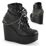 Sale POISON-101 DemoniaCult Damen Plateau Stiefeletten Pentagramm Nieten schwarz Lederoptik 42