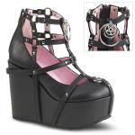 Sale POISON-25-1 DemoniaCult Damen Plateaupumps Käfigstil Pentagramm schwarz matt 38
