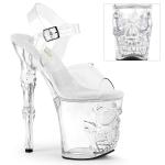 Sale RAPTURE-808 Pleaser High Heels Plateausandaletten transparente 3D Totenkopf 38