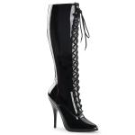 Sale SEDUCE-2020 Pleaser High-Heels Schnürstiefel schwarz Lack Übergröße 46