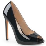 Sale SEXY-42 Pleaser High-Heels Peep Toe Plateaupumps schwarz Lack zehenoffen 42