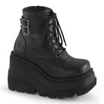 Sale SHAKER-52 DemoniaCult Damen Keil-Plateau Schnürstiefeletten schwarz matt 40