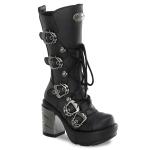 Sale SINISTER-203 vegane DemoniaCult Damen Plateaustiefel Chromabsatz schwarz Lederlook 39