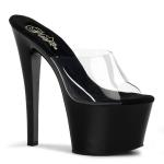 Sale SKY-301 Pleaser Damen High-Heels Plateaupantoletten transparent schwarz 44