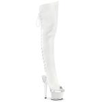 Sale SPECTATOR-3030 Pleaser High Heels Struktur Plateauoverkneestiefel klar weiß matt 40