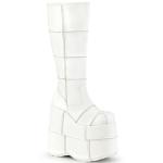 Sale STACK-301 DemoniaCult Unisex Plateaustiefel Flicken Optik weiß Lederoptik Gr 41