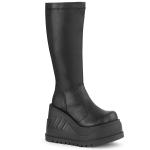 Sale STOMP-200 DemoniaCult vegan ladies high heels stretch knee high boot black matte 40