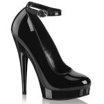 Sale SULTRY-686 Fabulicious elegant high heels platform ankle strap pumps black patent 41