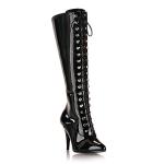 Sale VANITY-2020 Pleaser high heels lace up knee boots black patent 40